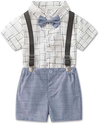 Baby Boys Gentleman odijela, košulja kratkih rukava s kratkim rukavima + bib hlače + kombinezon za vezanje