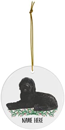 Smiješno Personalizirano ime Goldendoodle Crne poklone 2023 ukrasi božićnog drveća Krug Keramika
