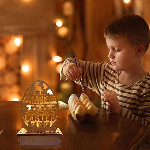 Bebe drugi božićni ukras na desktop obliku ukras drveni LED ukras ukras DIY lagana jaja poklon Uskršnji