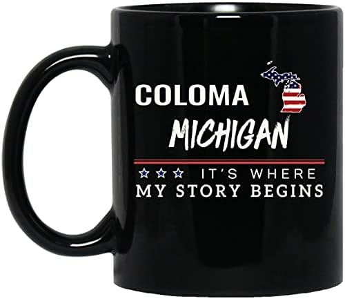 Šolja američke zastave Coloma Michigan šolja za kafu tamo počinje moja priča 4. jula šolja za kafu Patriotski