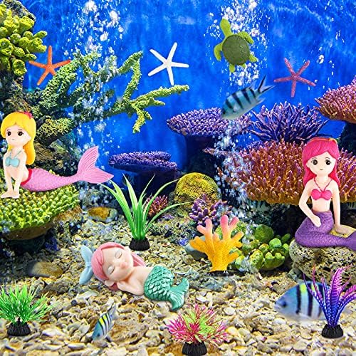 Akvarijum akvarijum Ornament za sirene minijaturne figurice sirena sa simuliranim morskim algama za DIY