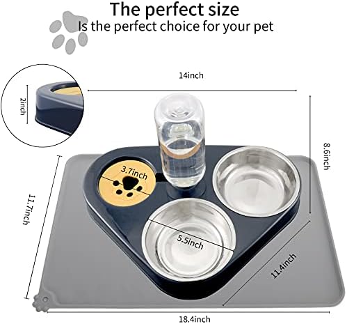 Gaofan Trostruki Set Zdjela za pseće mačke, dvije odvojive posude od nehrđajućeg čelika, sa automatskim