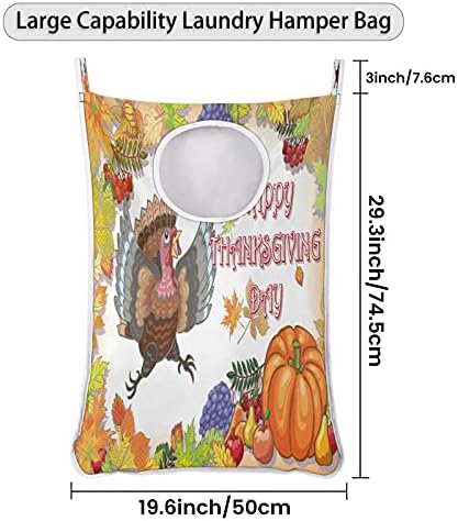 Dan zahvalnosti Turska hrana viseća torba za veš, torba za veš preko vrata teška izdržljiva torba za skladištenje