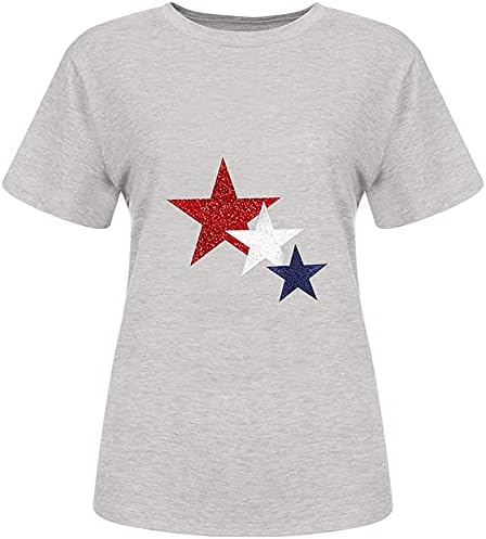 Modna majica za žene Patriotski grafički Print Tee Tops ljetne Casual bluze 4. jula 2023