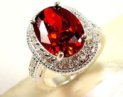925 Srebrni Nakit Ovalni Rez Crveni Granat Ženski Vjenčani Prsten Veličine 6-10