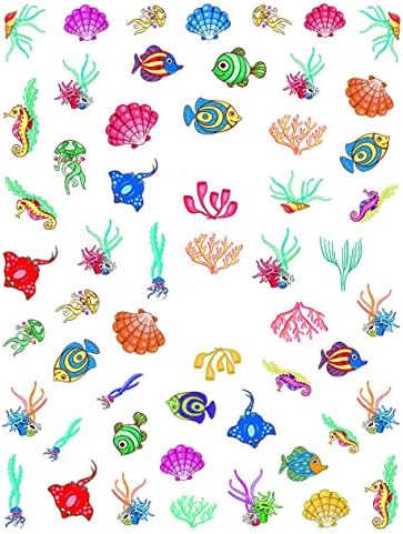 Marine Life Under the Sea inspirisan naljepnice za nokte koji ima ribe koral i različitih morskih vrsta-noktiju