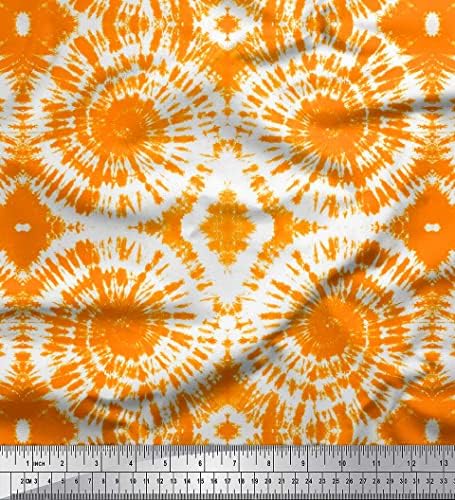 Soimoi narandžasta pamučna platnena tkanina Swirl Tie-Dye Print tkanina za Dvorište širine 58 inča