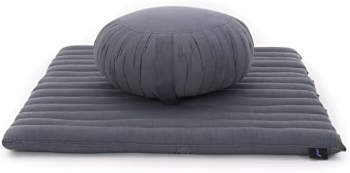 Leewadee set za medinaciju - 1 krug zafu joga jastuk i 1 kvadratna roll-up zabuton prostirke punjena ekološkim