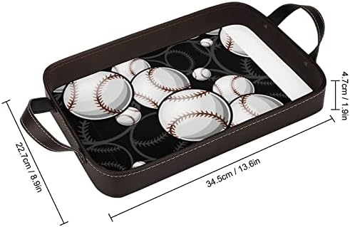 Baseball Softball Ball Graphics Kožna ladica Organizator posluživanja nosača sa ručkama Dekorativna ladica