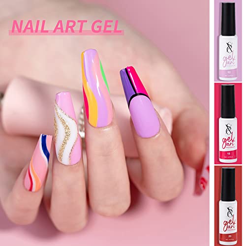 Sxc Cosmetics Gel Liner Nail Art Set serije 24 boje Gel Art lak za vrtložne nokte sa ugrađenom tankom četkom