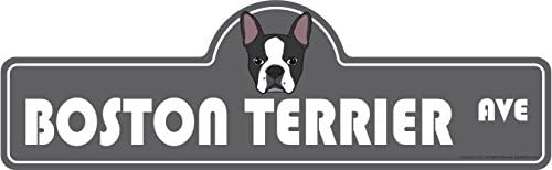 Boston Terrier Street znak | Indoor / Vanjski | Lover za pse Smiješni kućni dekor za garaže, dnevne sobe,