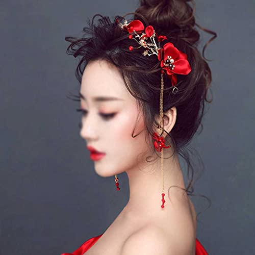 N / A Trendy 3kom / set crveni biser cvijet Trake za glavu za žene Bridal resice Tiara traka za kosu Kineski
