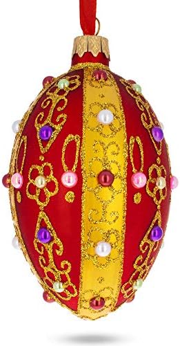Nakit Od Crvenog Kraljevskog Inspirisanog Staklenog Jaja Ornament 4 Inča