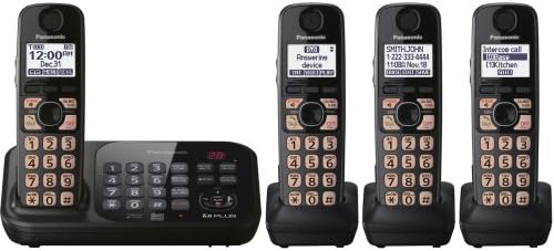 Panasonic KX-TG4744B DECT 6.0 Bežični telefon sa sistemom odgovora, crni, 4 slušalice