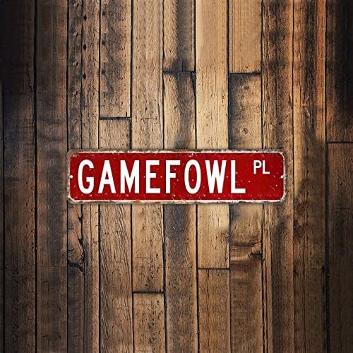GameFowl pl životinjski ulični znak personaliziran vaš tekst ukrasni zidni ulični znak IgraThowl Lover Prijavite