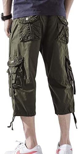 Aoyog muške kratke hlače 3/4 opušteno uklapanje ispod koljena Capri Cargo Hlače pamuk