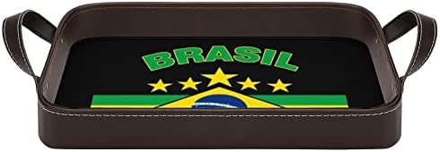 Brazilska zastava PU kožna poslužirana ladica elegantna dekor parfema Organizer sa ručkama