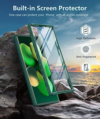 Fntcase za Samsung Galaxy S23-ultra futrola: Zaštita zaštite od dlaka vojske sa ugrađenim zaštitnikom zaslona | Čvrsto otporan na udarce | Zaštitna čvrsta futrola za telefon - zelena