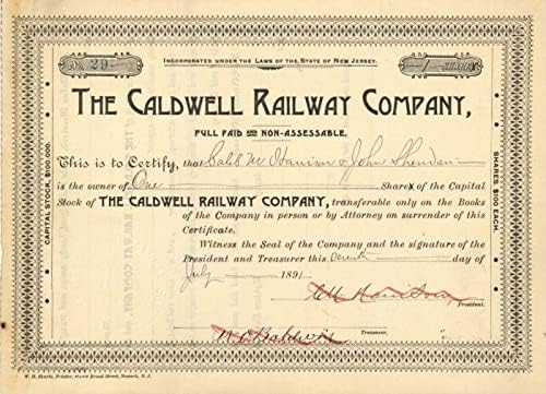 Caldwell Railway Co. - Certifikat Zaliha