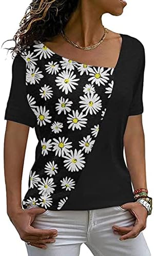 Dame V izrez majica kratki rukav pamuk grafički grafički print cvjetni casual top tine za teen djevojke