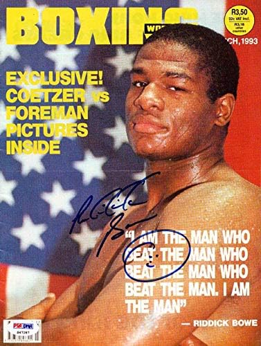 Riddick Bowe sa autogramom Boxing World Magazine PSA / DNK S47287 - Boxing magazini sa autogramom