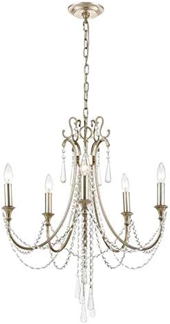 Arcadia 5 Light antique srebrni kristalni luster - stropna svjetlosna mesta - Lusteri za hodnik, dnevni