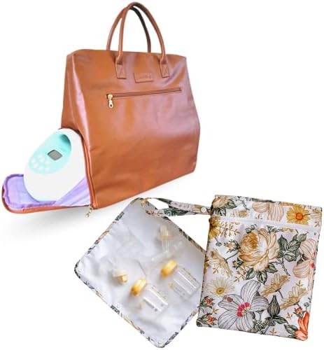 Paket velike veganske kožne torbe torba za pumpe za grudi za zaposlene majke - laka za nošenje cvjetnog