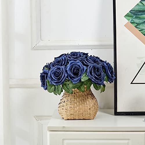 Nevisi umjetno cvijeće mornarska plava lažna ruža svila ruža 16 kom. Pravi lažni cvjetovi sa stabljikama