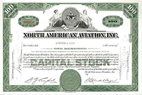 Sjevernoamerička Avijacija, Inc-Stock Certifikat