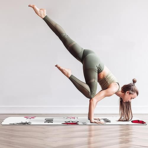 Debela neklizajuća Vježba & amp; fitnes 1/4 prostirka za jogu sa bijelim printom princeze srca za Yoga Pilates