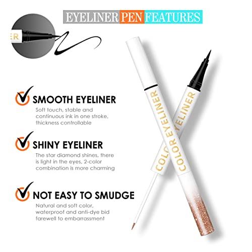LSxia šareni tečni set za oči-dvostruki Crni & Metalik Boja Liquid Eye-liner Pen Glitter Eyeliner Liquid