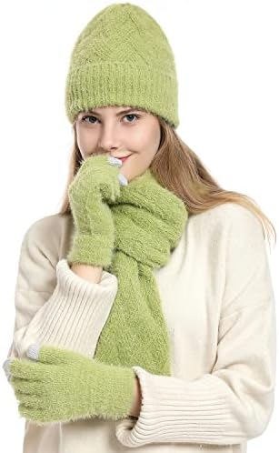 Ecodudo Women Winter Beanie Hat šal Podesite rukavice za dodir s pomu za žene