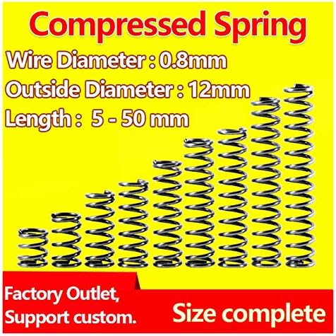 Ahegas Springs prečnik žice 0,8 mm, vanjski promjer 12mm tlak opruga za oslobađanje opruge Kompresija proljeće