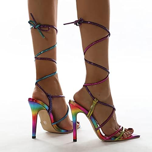 Slatke visoke pete za žene otvorene noge nove vanjske trgovine Roman čipke Tanke pete Visoke pete Boja sandale