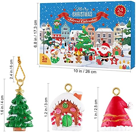 STOBOK 24kom Božić Advent Kalendar smola igračka Mini Božić smola čari viseći ukrasi za Božić Tree Santa