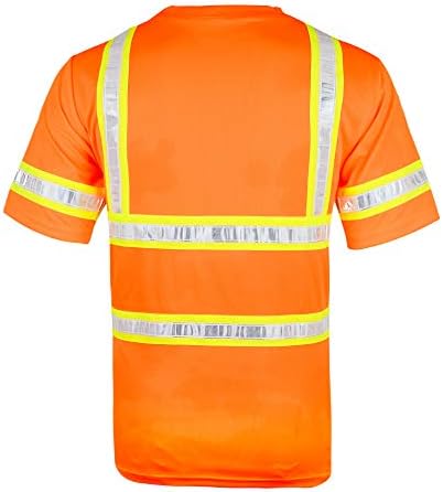 Smasys Reflective košulje - visoke vidljivosti majice kratkih rukava ANSI sa džepovima i reflektirajućom trakom za muškarce, žene