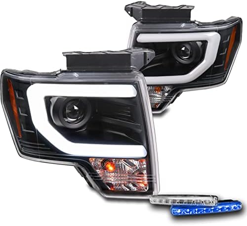 ZMAUTOPARTS LED Switchback signalni projektor farovi lampe Crna w/6 plava DRL kompatibilna sa 2009-2014 Ford F-150