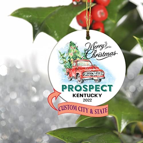 Sretan Božić 2022. Tren Ornament Tree Prvi odmor Život u prospektima Kentucky State Ornament Custom City