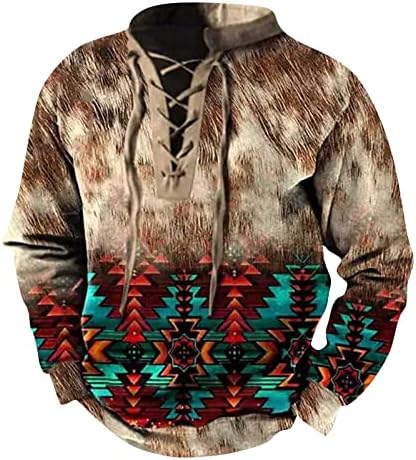 Muški duksevi za zapadni Aztec Retro taktički vrhovi čipka dugih rukava UP pulover labave etničke grafičke