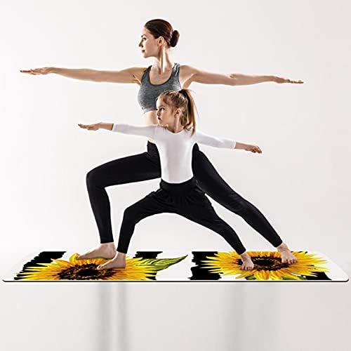 Debela neklizajuća Vježba & amp; fitnes 1/4 prostirka za jogu sa žutim suncokretom sa prugama za Yoga Pilates