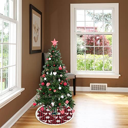 48-inčna božićna suknja božićna bivola plairana ukras Veliko stablo suknje za odmor Farmhouse Xmas Tree