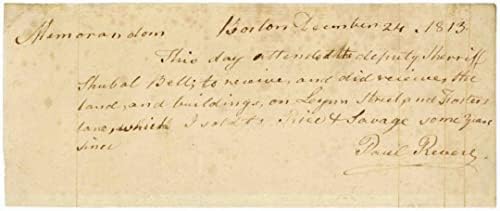 Paul Revere potpisao Memorandum od 1813. godine - izuzetan autogram Ponoćnog jahača