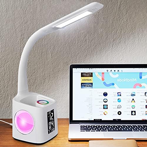Studij LED stolni lampica s USB priključkom za punjenje, zatamnjena LED lampica sa držačem sa satom i olovkom,
