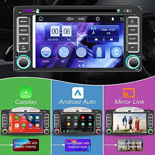 Dvostruki din auto Stereo sa Apple Carplay Android Auto 6,2 inčni DVD plejer sa ekranom osetljivim na dodir