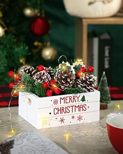 Božićni stočars sa LED svjetlima 26 kom Božićne kratke ukrase ladice Božićni cvjetovi aranžmani s pinekoni