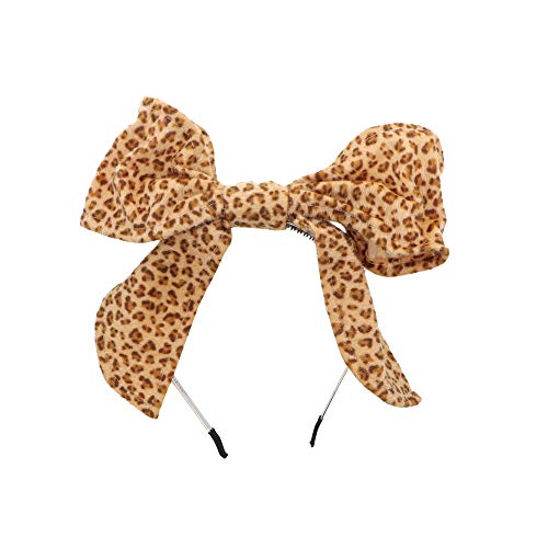 Motique Accessories Leopard Fuzzy žičana Jumbo mašna traka za glavu za djevojčice
