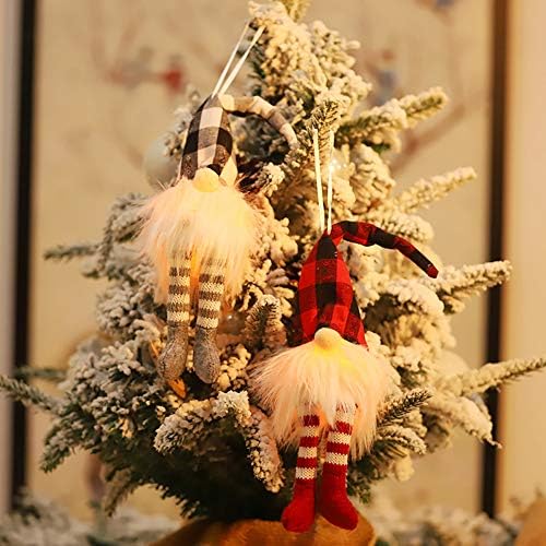 Walbest Božić Ornament Santa Faceless Gnome LED svjetlo Božić Tree viseći ukrasi Home Party ukras