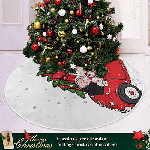 Alaza Christen Tree Dekoracija suknje, mali mini suktni suknji 35,4 inča sa svinjom u automobilu sa božićnim