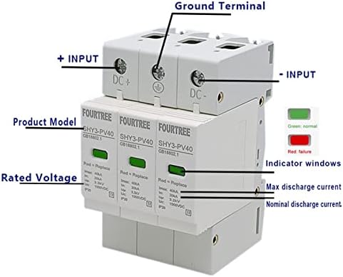 1pcs Solarni prenaponski zaštitnik DC SPD 3P 500V 600V 800V 1000V vanjski napajanje 10-20 / 20-40 / 30-60ka