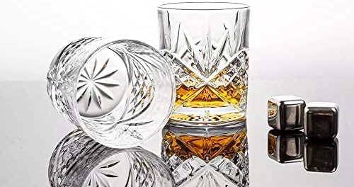 Povišen život 4 komad Whisky Glass Set sa 2oz Shot Glass u luksuznoj poklon kutiji-Barware za koktel kreacije